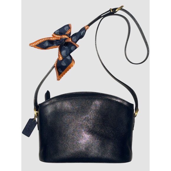 VTG Coach Madison Pierre Bag 4406 Navy Caviar Pebbled Leather Double Zip Italy - Picture 3 of 9